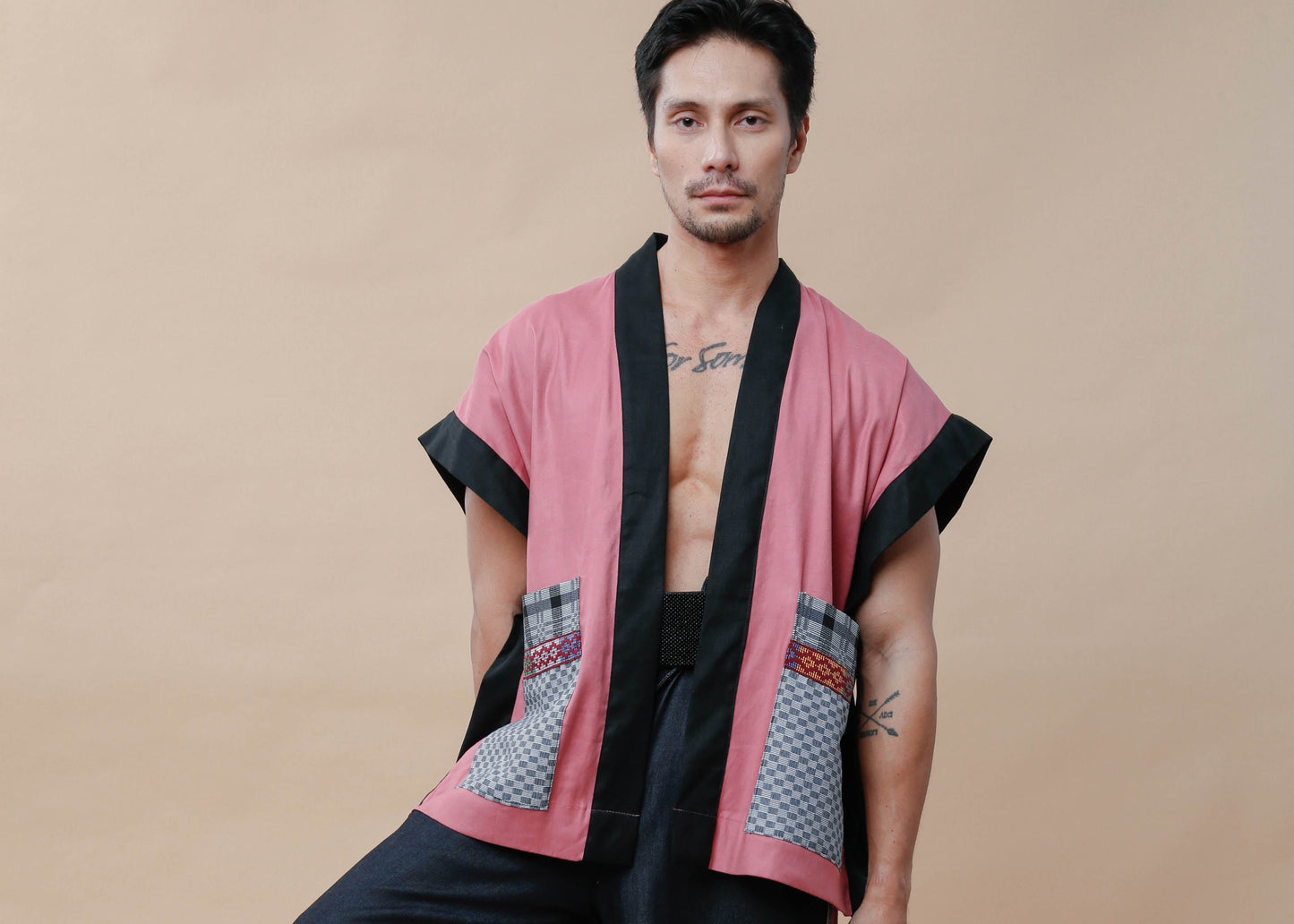 Maparaan Unisex Long Cover Up with Big Pockets in Langkit Weave