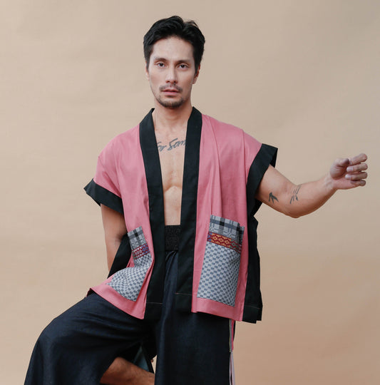 Maparaan Unisex Long Cover Up with Big Pockets in Langkit Weave