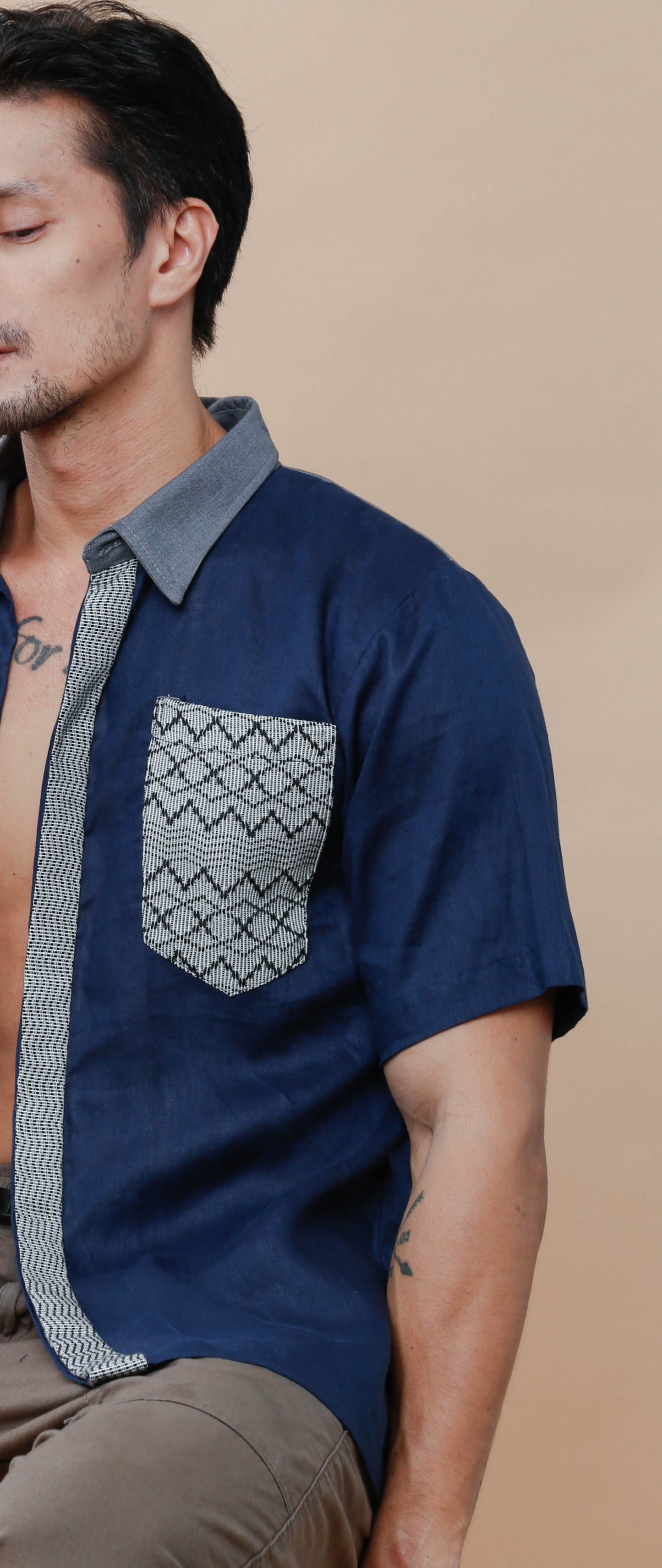 Maabilidad Men's Polo in Blue Linen
