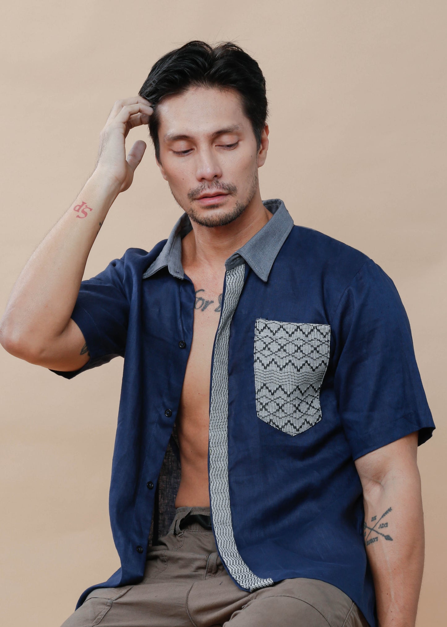 Maabilidad Men's Polo in Blue Linen