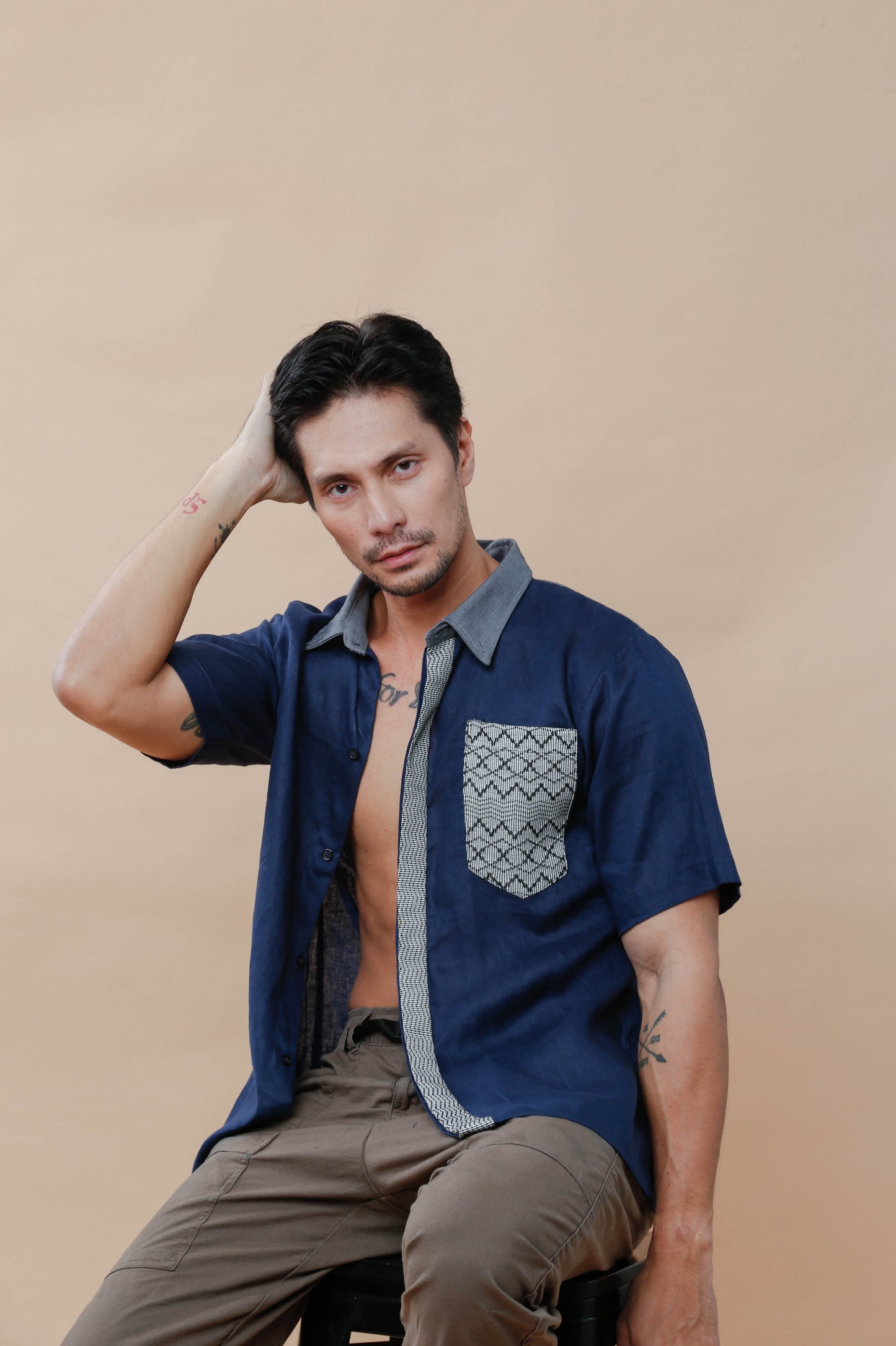 Maabilidad Men's Polo in Blue Linen