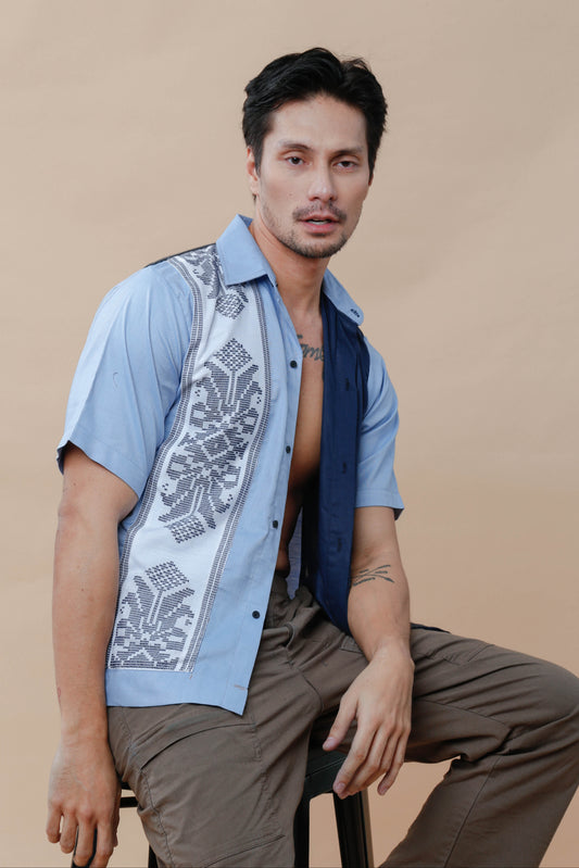 Uy Gwapo! Light Blue Men's Polo in Inaul Weave