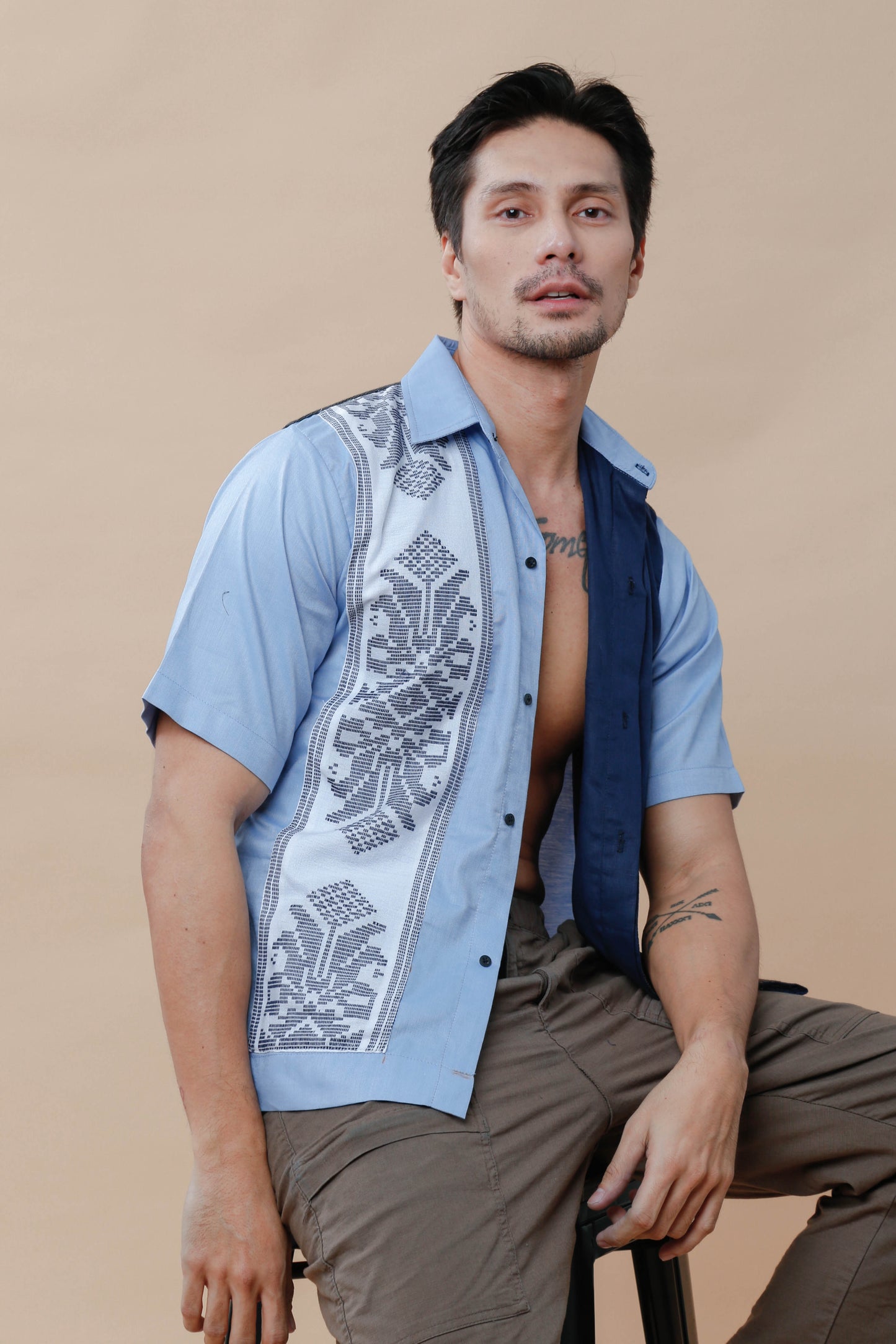 Uy Gwapo! Light Blue Men's Polo in Inaul Weave