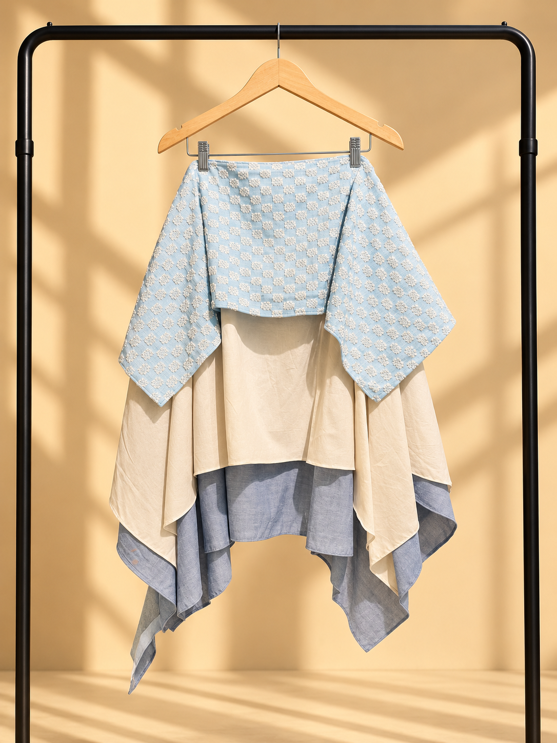 KABOGERA SKIRT IN LIGHT BLUE WITH KUNDIMAN TOPPINGS