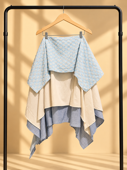 KABOGERA SKIRT IN LIGHT BLUE WITH KUNDIMAN TOPPINGS