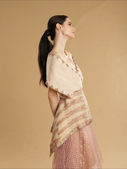 Modern Filipiniana Pale Neutral Tnalak with Sibagat Abaca