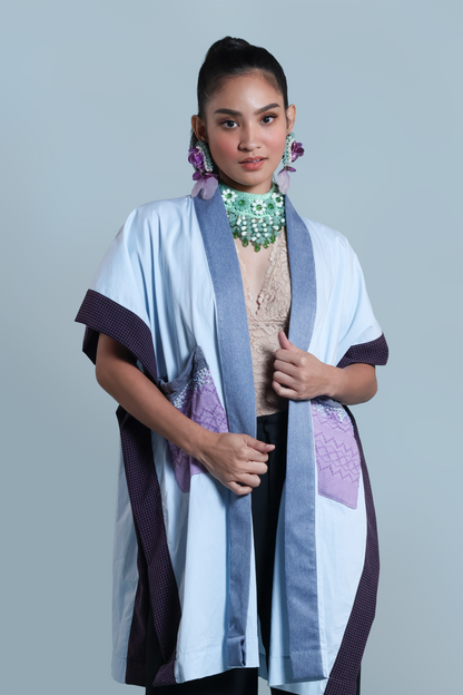GLAMOROSA KIMONO-STYLE COVER UP IN POWDER BLUE