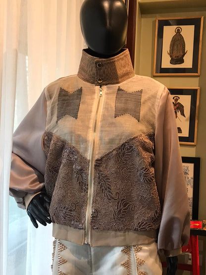 Bida Bida Jacket in Coffee Brown in Suksuk Piña with Binakol