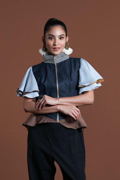 SHALAH DENIM JACKET WITH CALLADO COLLAR