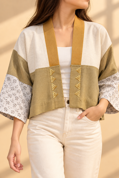 CROP KIMONO IN EARTH WITH BINAKOL