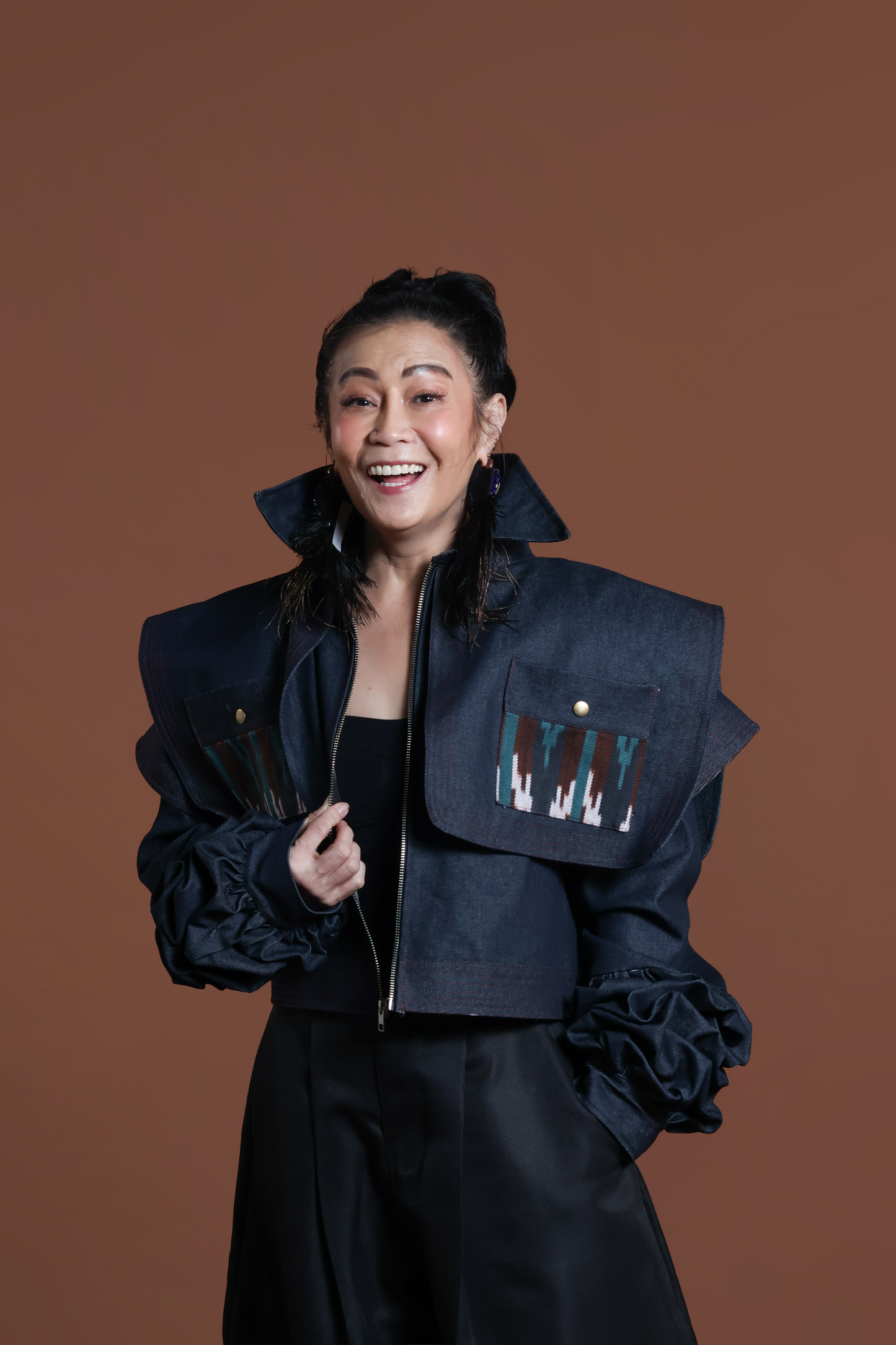 PALABAN LONG SLEEVES JACKET COVER UP WITH IKAT OF THE NORTH- blue pocket