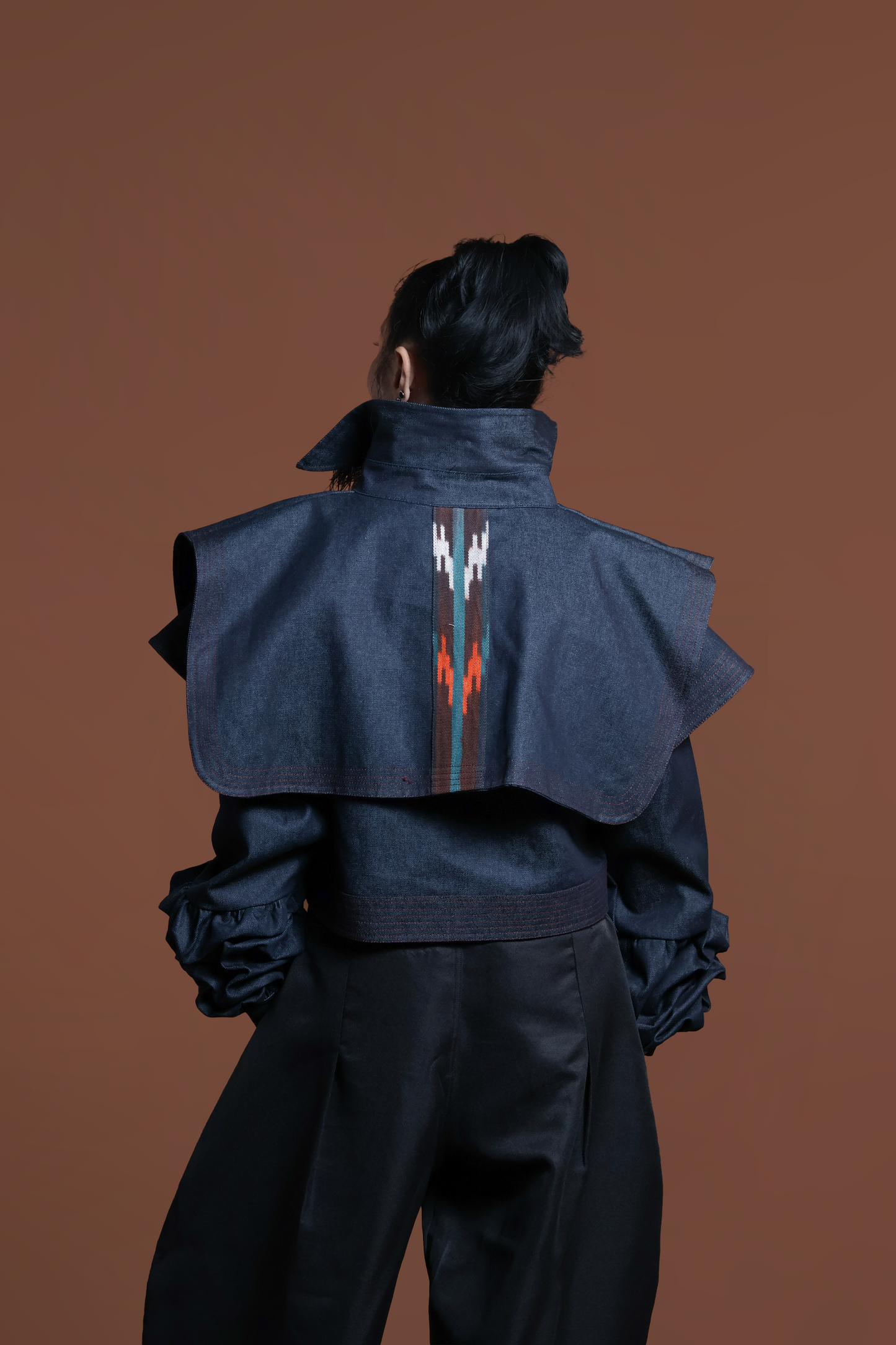 PALABAN LONG SLEEVES JACKET COVER UP WITH IKAT OF THE NORTH- blue pocket