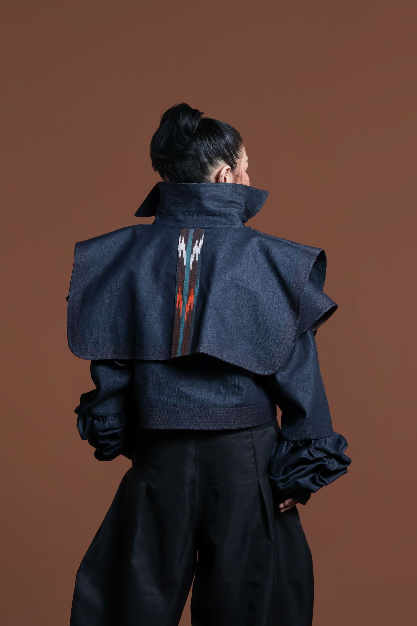 PALABAN LONG SLEEVES JACKET COVER UP WITH IKAT OF THE NORTH- blue pocket