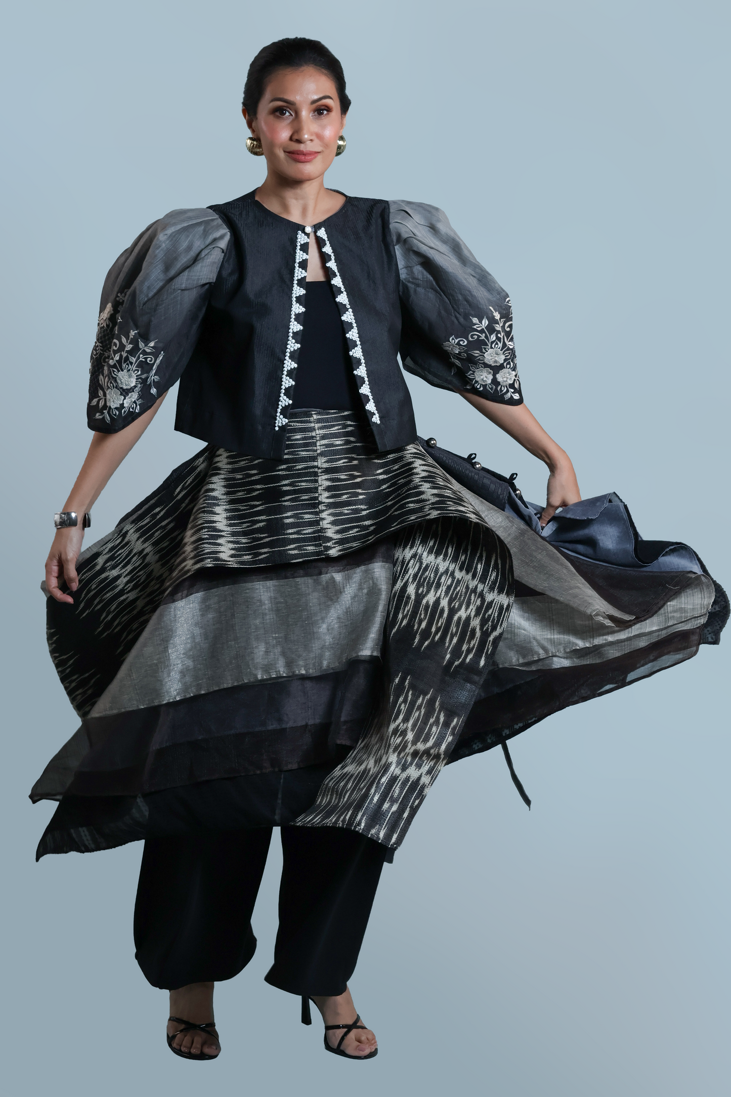 BLUSANG ITIM  BARONG WITH LUMBAN EMBROIDERY