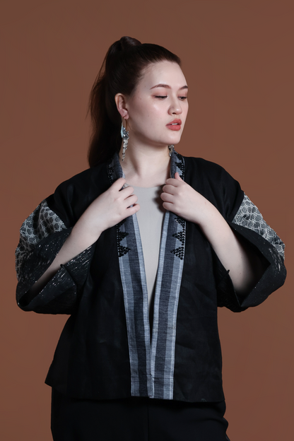 GABING MAPAYAPA BLACK LINEN WITH KUNDIMAN WEAVE