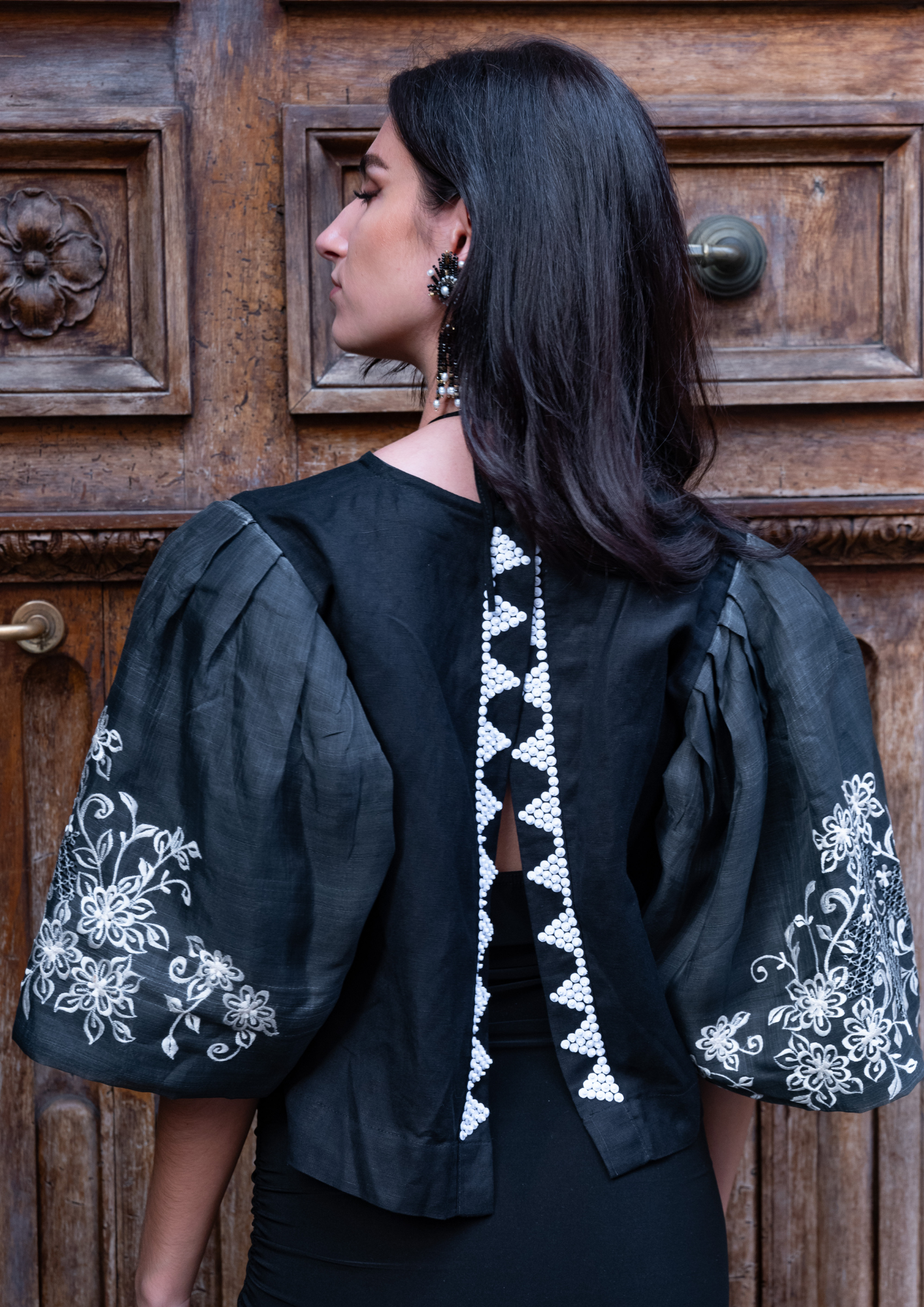 Blusang Itim in Silk Cocoon Sleeves