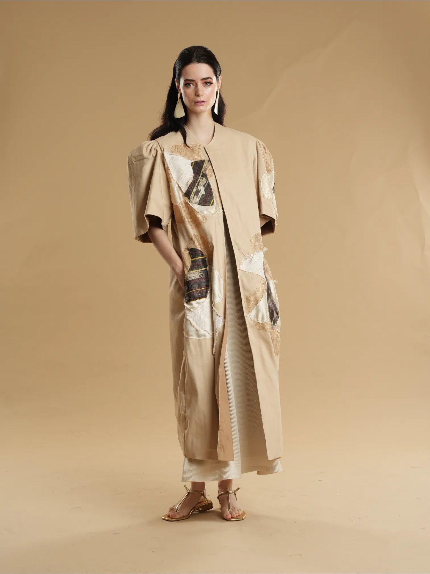 Daloy Long Trench Kimono in Brown