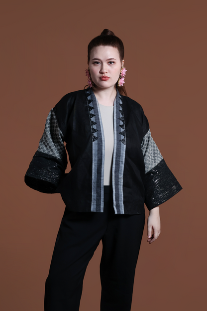 GABING MAPAYAPA BLACK LINEN WITH KUNDIMAN WEAVE