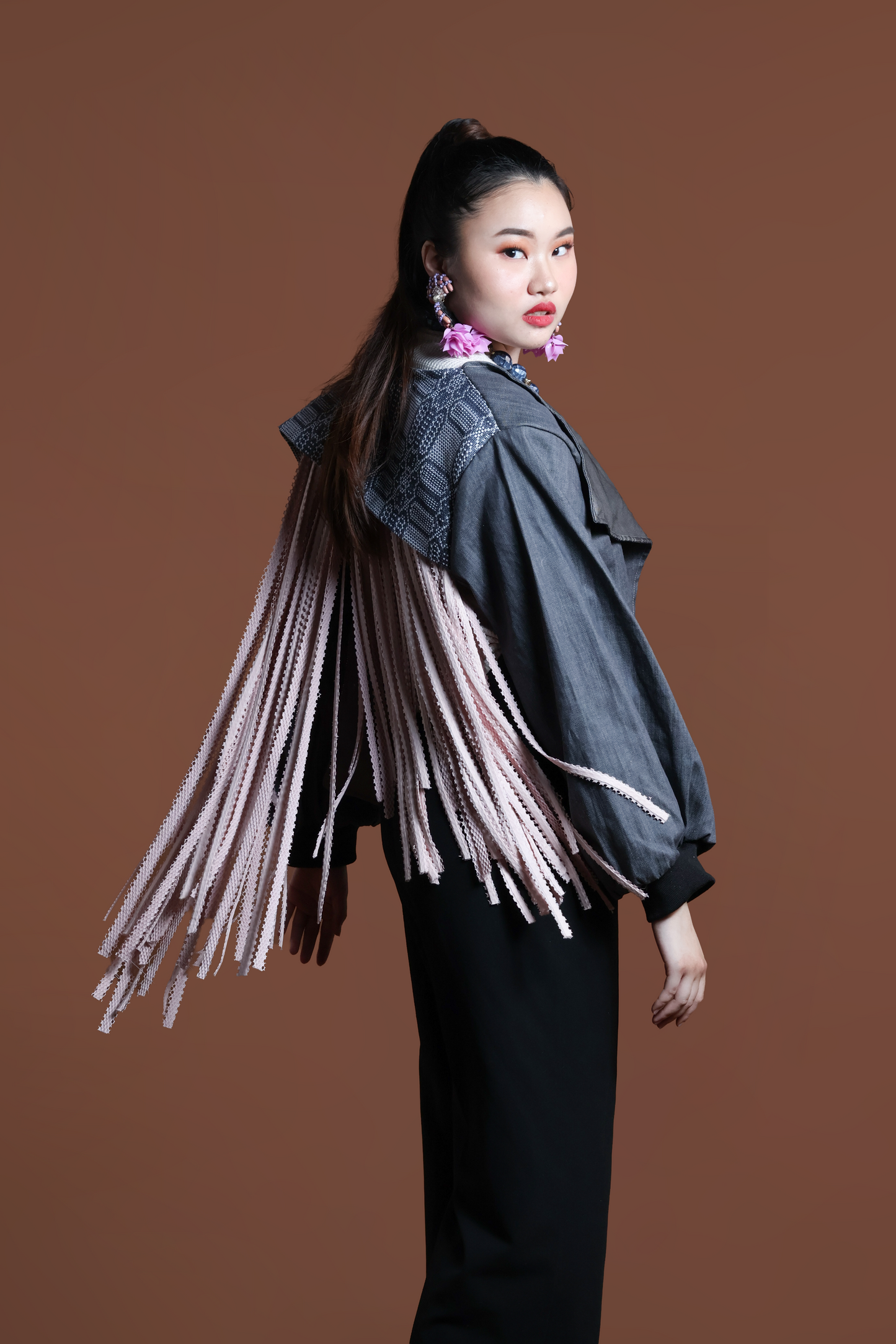 LOVE LETTER JACKET IN GREY WITH BACK DETAILS