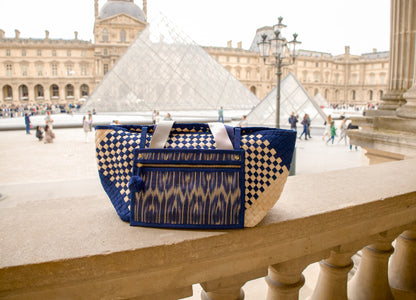 Manila Bag in Blue White: Handmade Handwoven Tote Bag