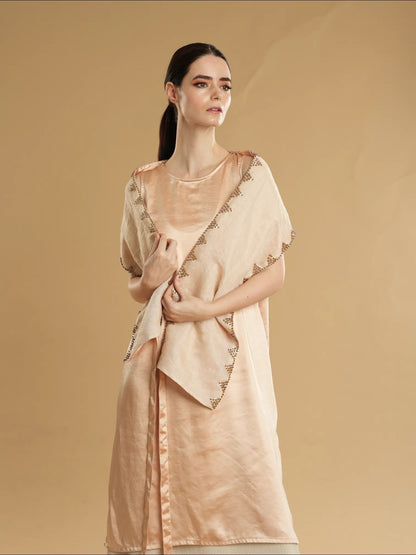 Modern Filipiniana Pale Neutral Tnalak with Sibagat Abaca