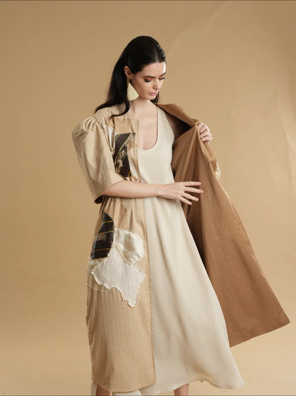 Daloy Long Trench Kimono in Brown