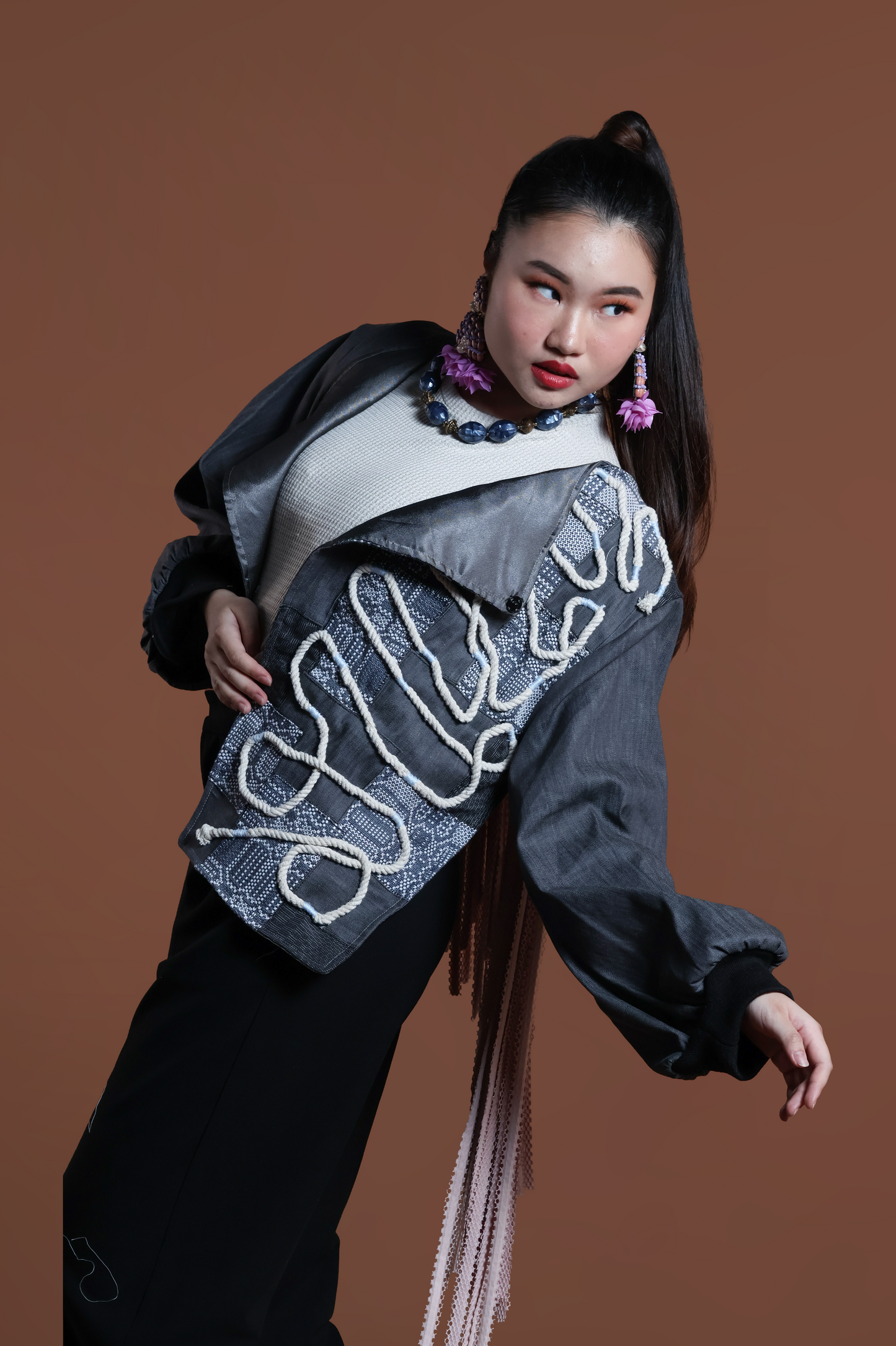 LOVE LETTER JACKET IN GREY WITH BACK DETAILS