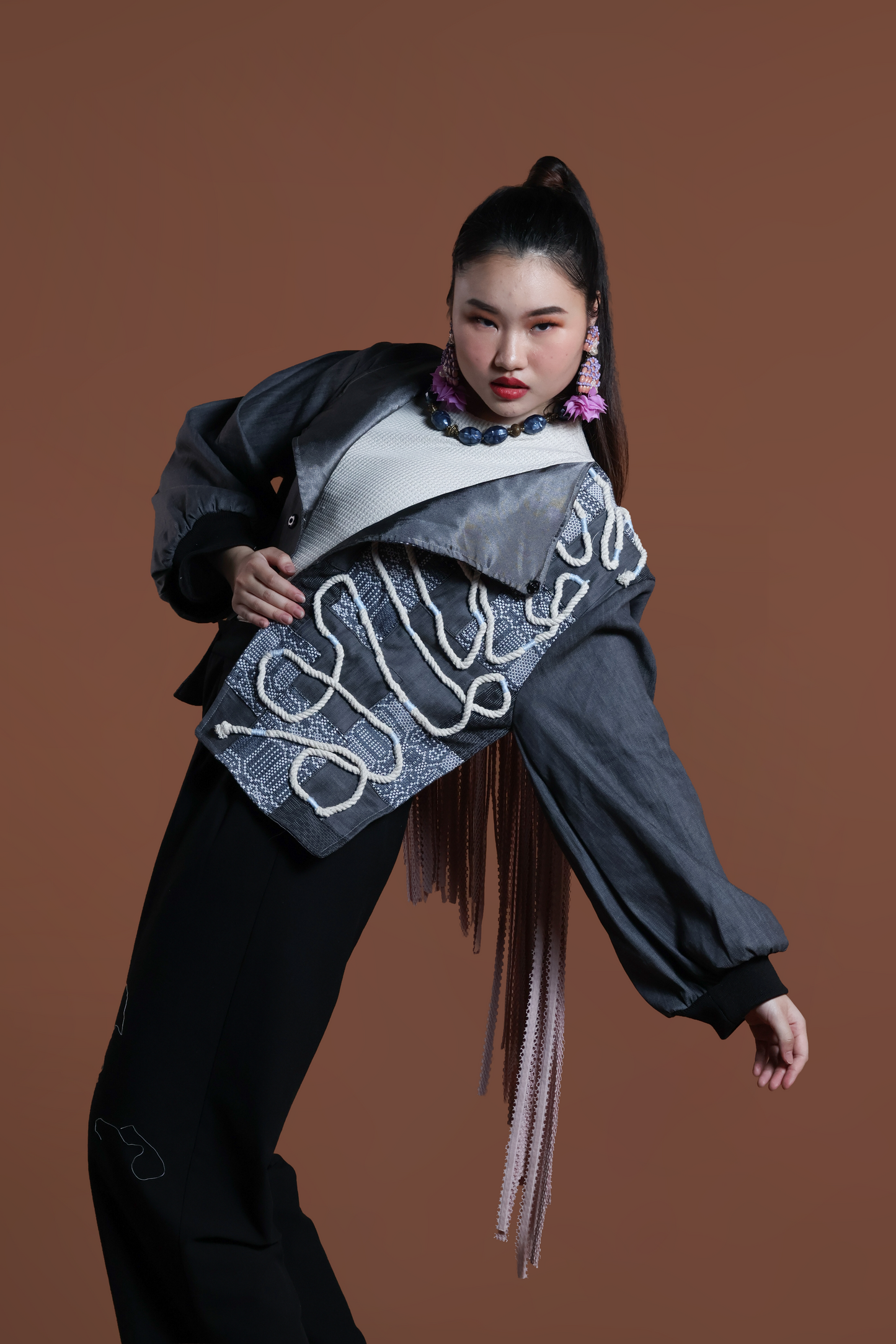 LOVE LETTER JACKET IN GREY WITH BACK DETAILS