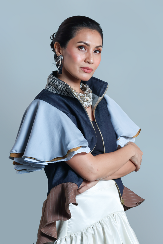 SHALAH DENIM JACKET WITH CALLADO COLLAR