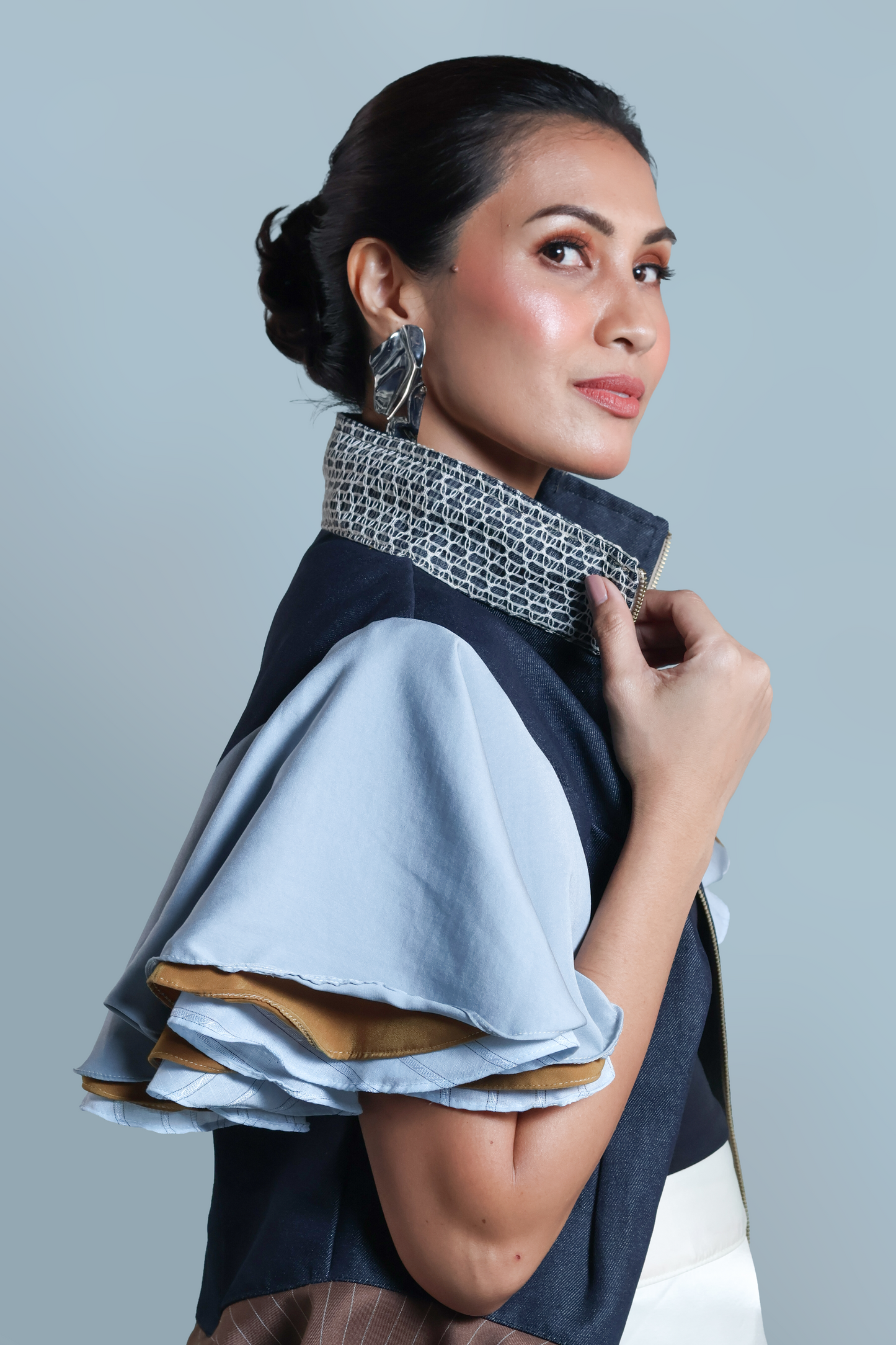 SHALAH DENIM JACKET WITH CALLADO COLLAR