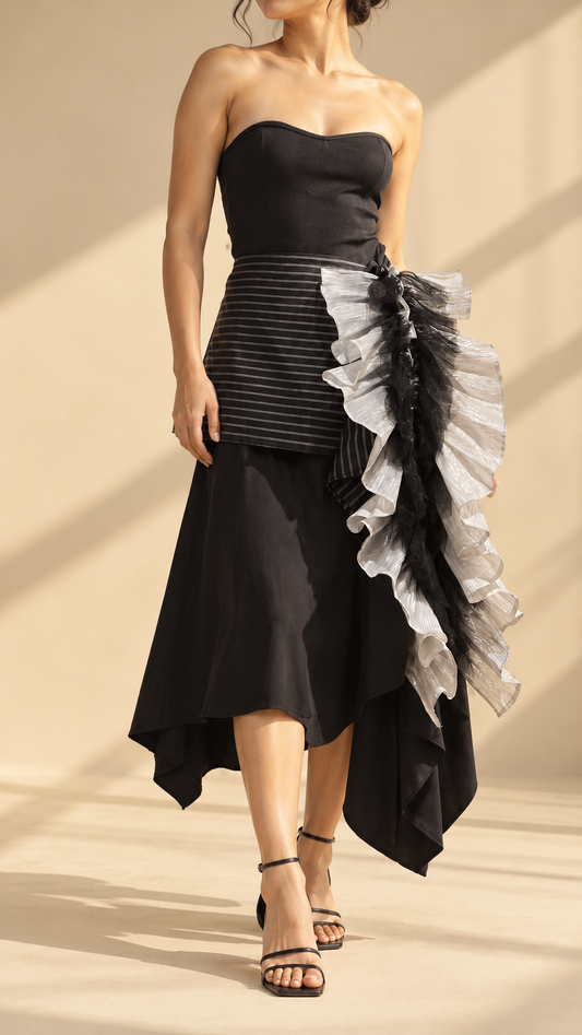MALANDI WRAP SKIRT IN BLACK WITH KANTARINES