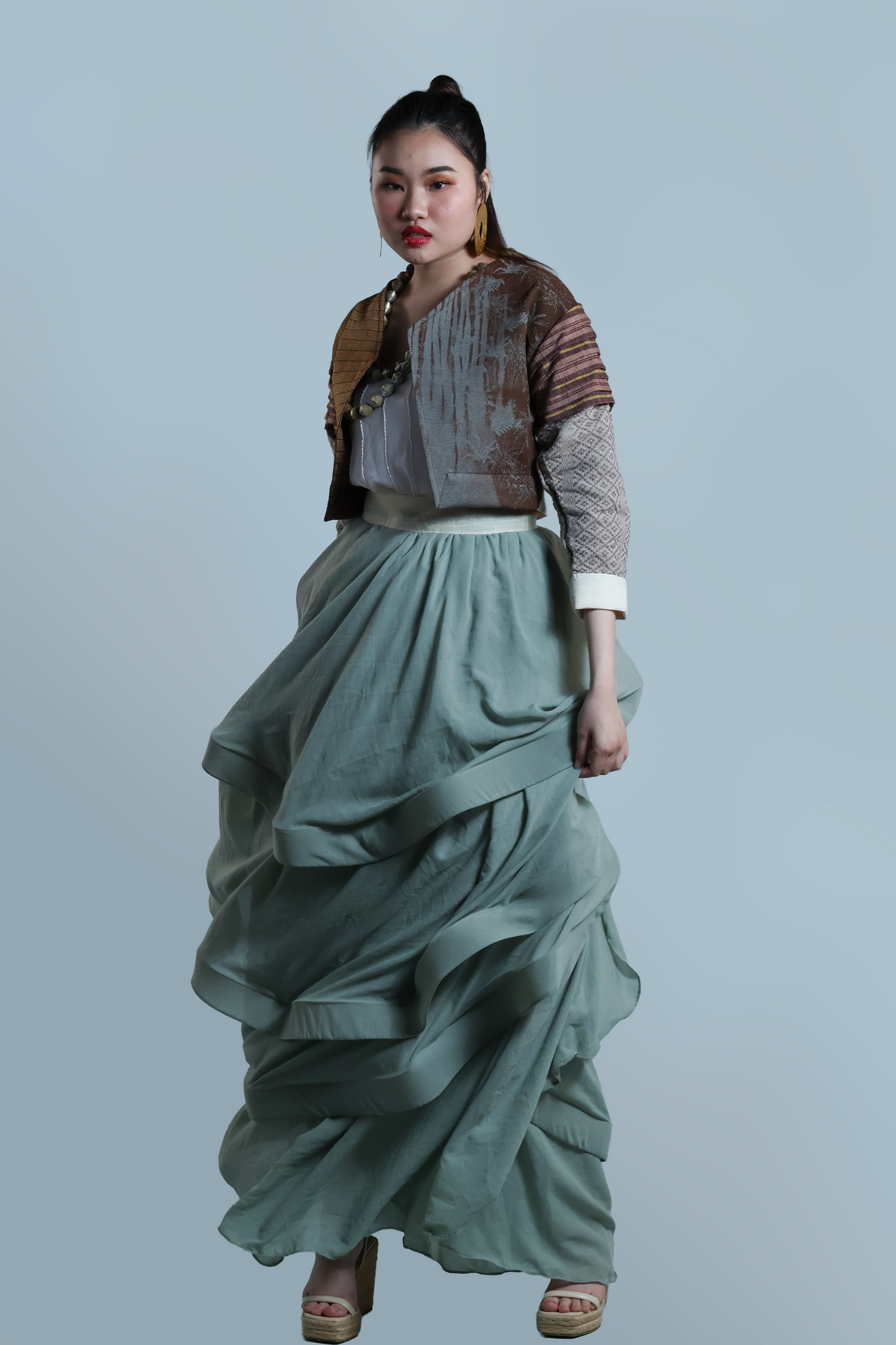 MALANDI WRAP SKIRT IN SAGE GREEN