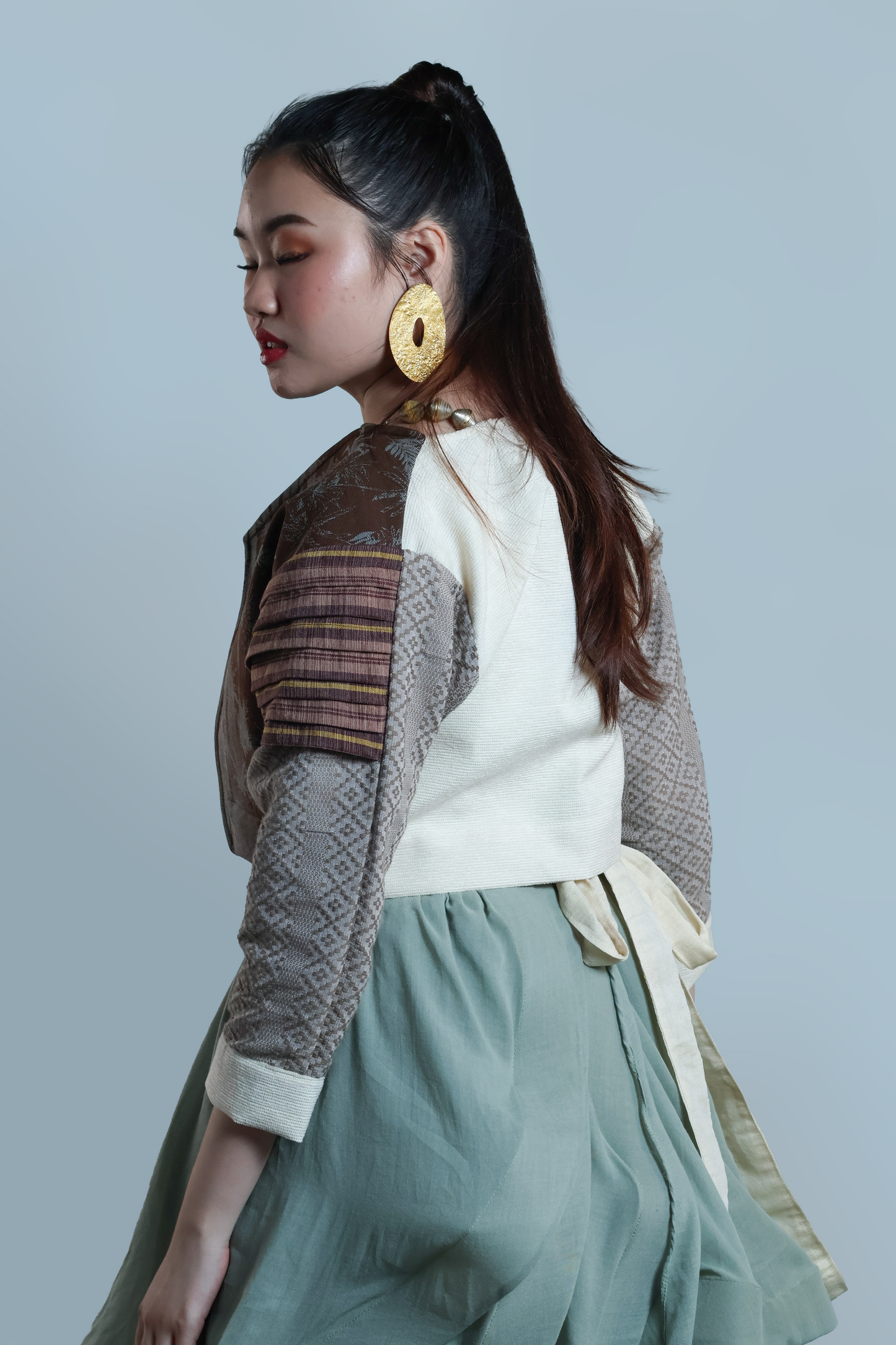 BIGHANI STATEMENT JACKET IN RARE DENIM+INABEL