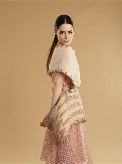 Modern Filipiniana Pale Neutral Tnalak with Sibagat Abaca