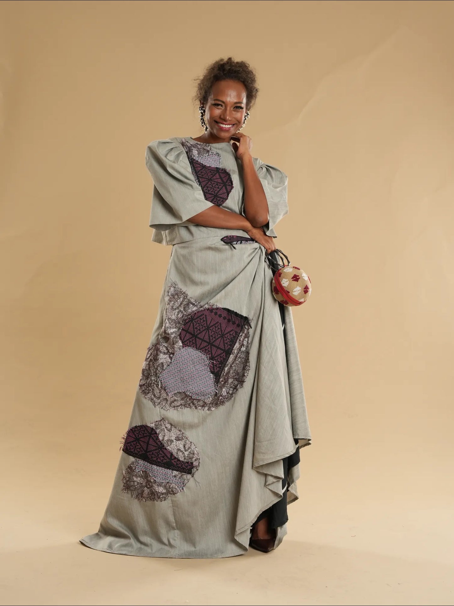 Ilog Gown in Grey with Yakan Weave