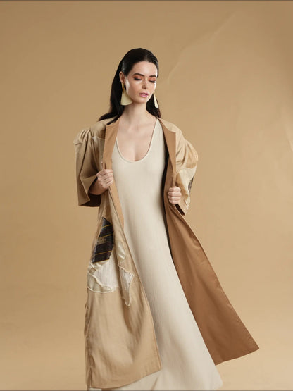 Daloy Long Trench Kimono in Brown