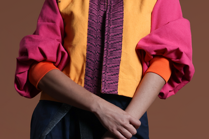 NAKAKALOKA JACKET COVER UP IN MUSTARD PINK WITH RARE KABANGKALAN WEAVE