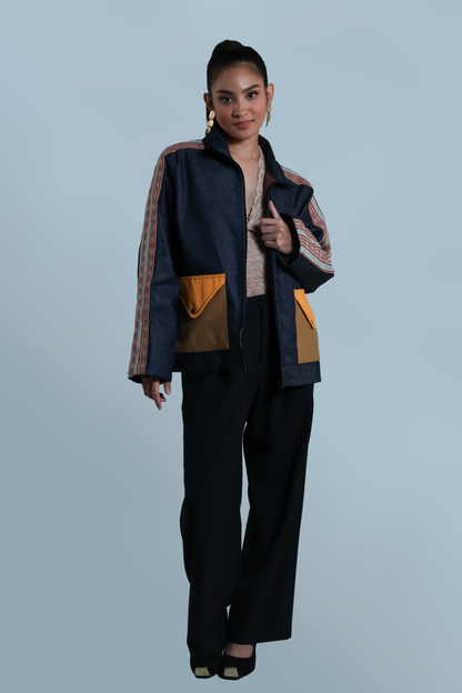 MATIPUNO UNISEX JACKET IN KALINGA HANDWOVEN FABRIC WITH EMBROIDERY