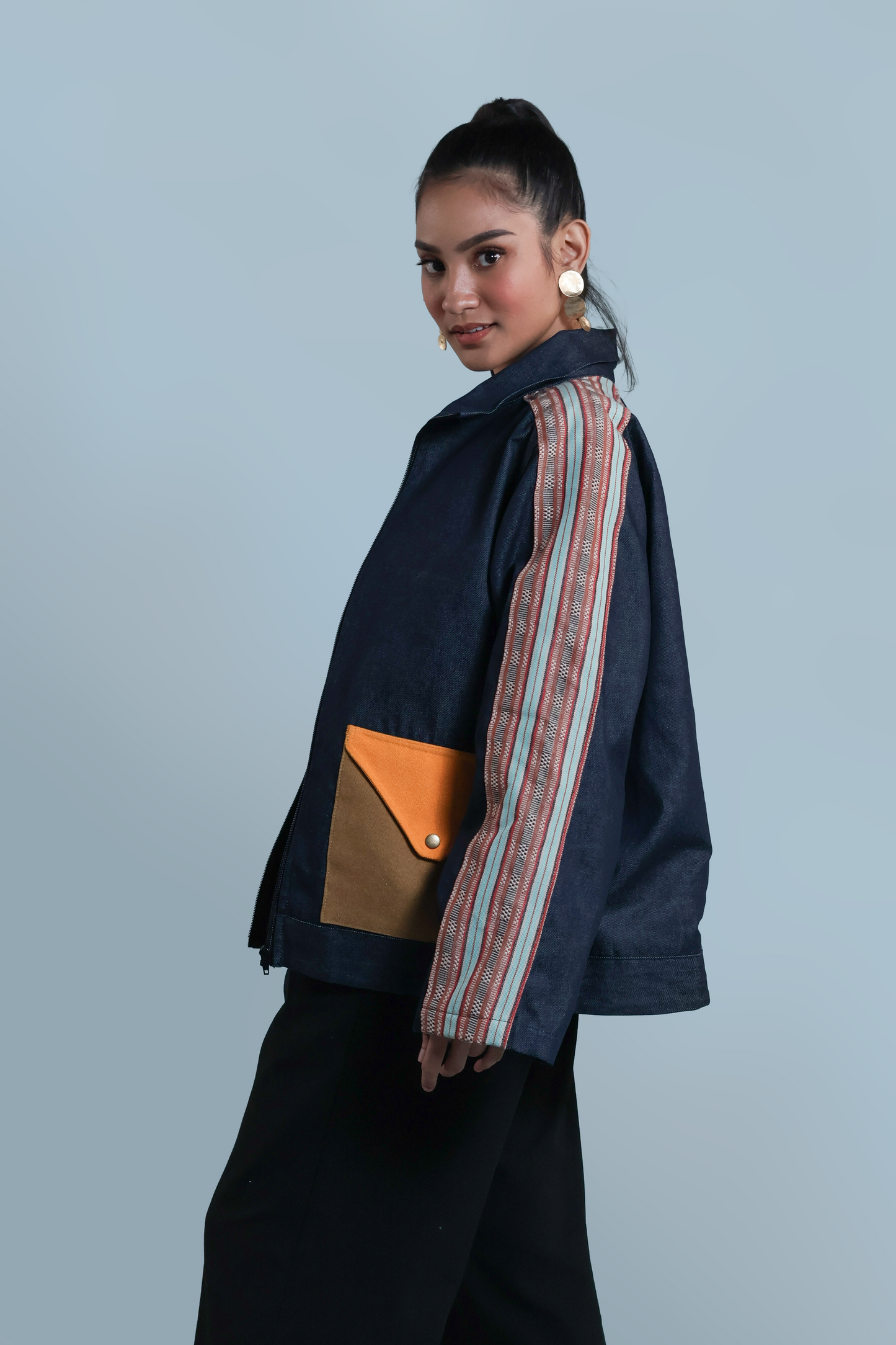 MATIPUNO UNISEX JACKET IN KALINGA HANDWOVEN FABRIC WITH EMBROIDERY