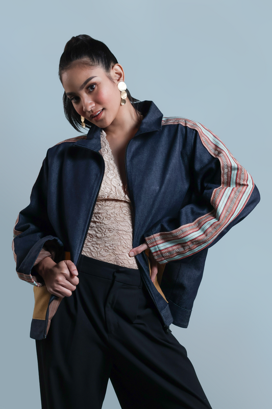 MATIPUNO UNISEX JACKET IN KALINGA HANDWOVEN FABRIC WITH EMBROIDERY