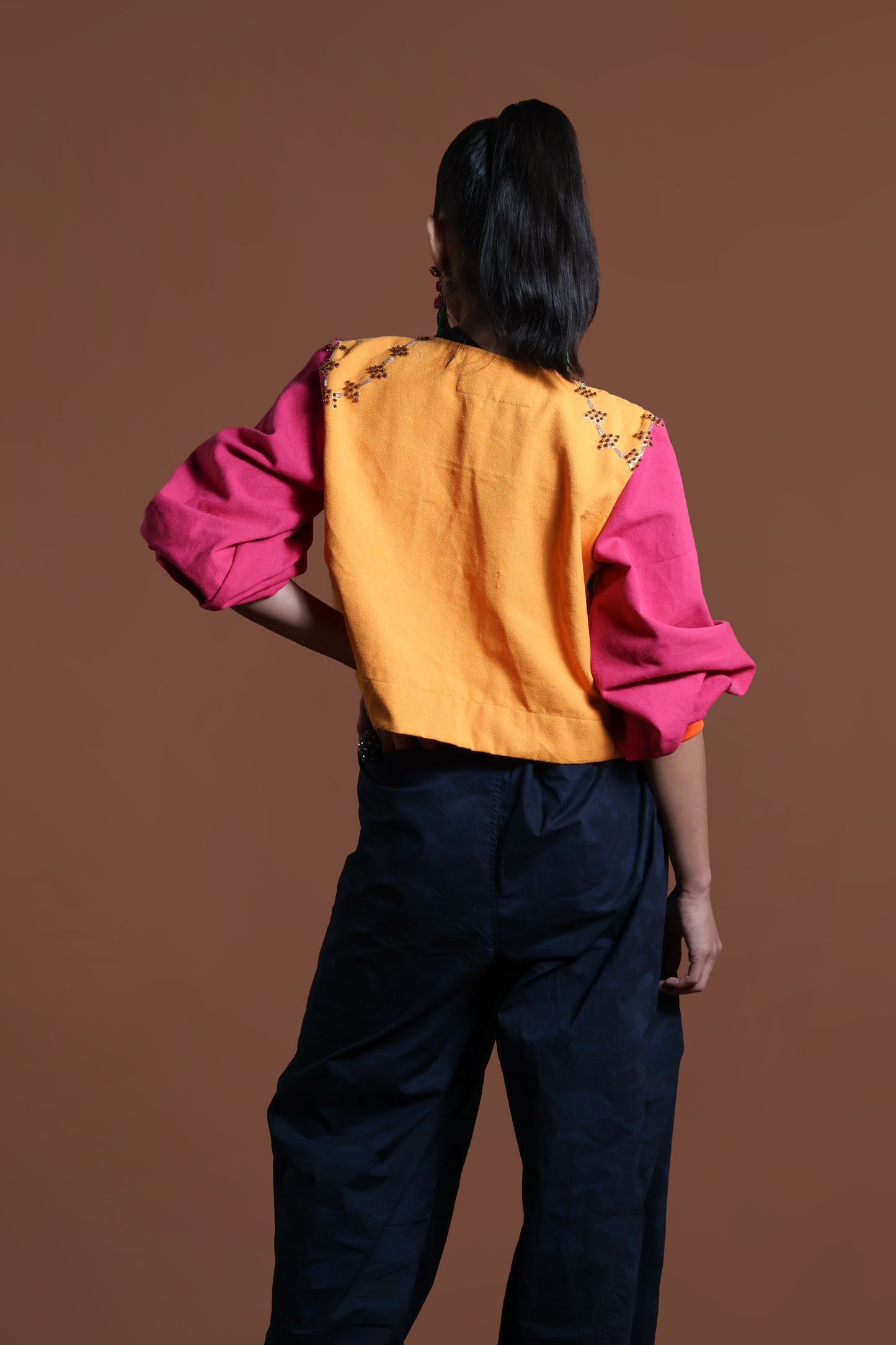 NAKAKALOKA JACKET COVER UP IN MUSTARD PINK WITH RARE KABANGKALAN WEAVE