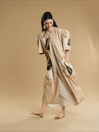 Daloy Long Trench Kimono in Brown