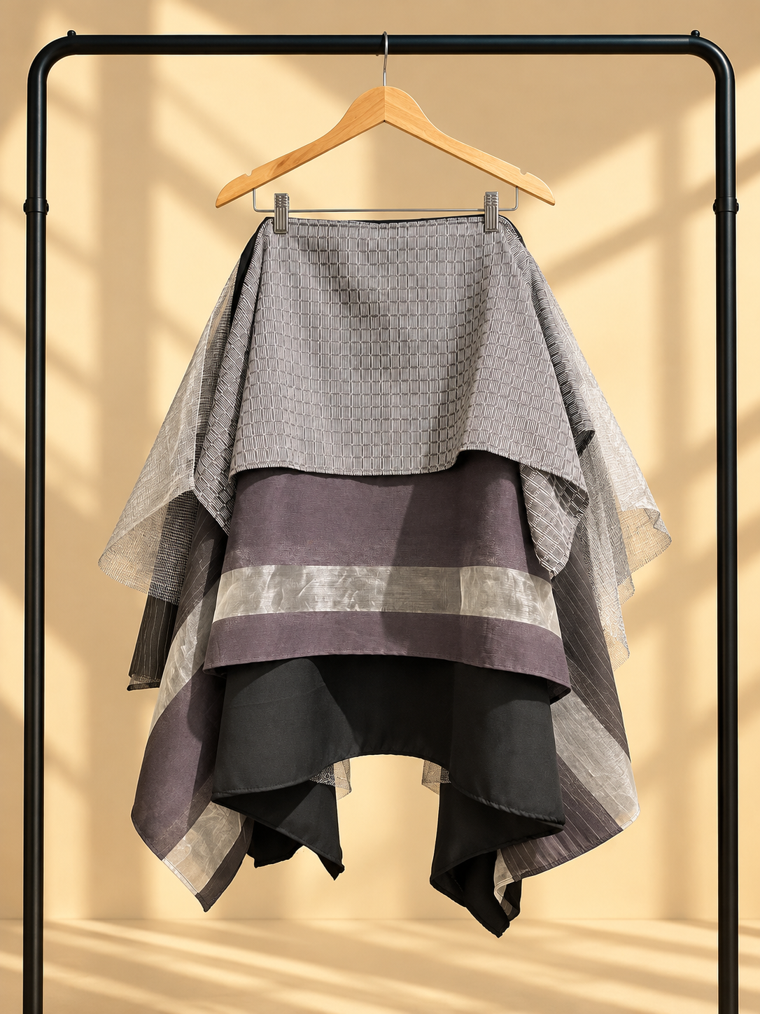 KABOGERA SKIRT IN SILVER GRAY WITH SILVER SQUARE BARONG