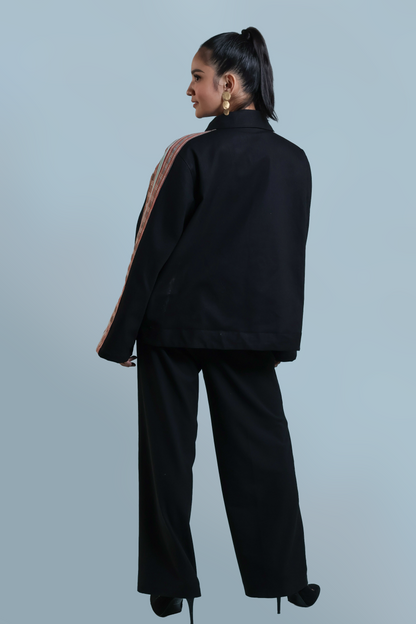 MATIPUNO UNISEX DENIM JACKET WITH KALINGA AND KABANGKALAN WEAVE
