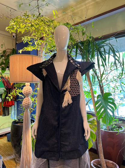 AGAW PANSIN  TRENCH IN DENIM WITH BEADWORKS