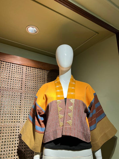 CROP KIMONO IN ORANGE WITH KANTARINES AND BEADWORKS