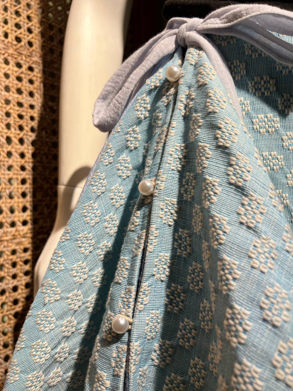 KABOGERA SKIRT IN LIGHT BLUE WITH KUNDIMAN TOPPINGS