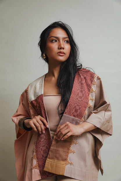 Heritage Poncho in Earthy Pink