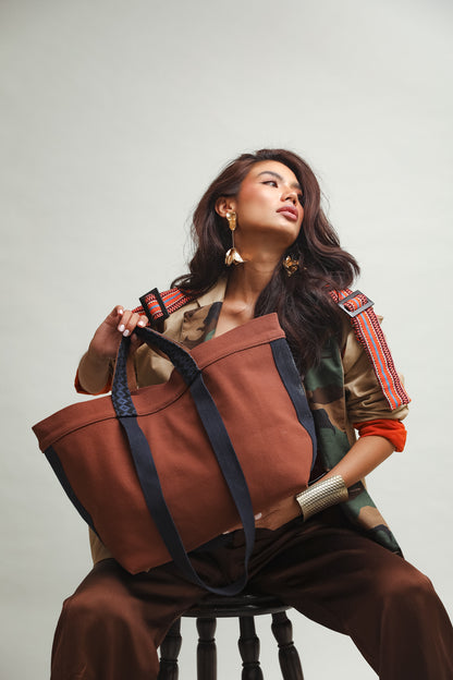 Kasya Marami Canvas Tote Bag in Marawi Langkit Sleeves