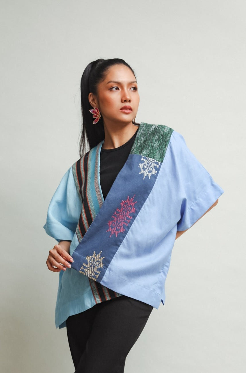 Dakilang Ulap Heritage Poncho in Blue